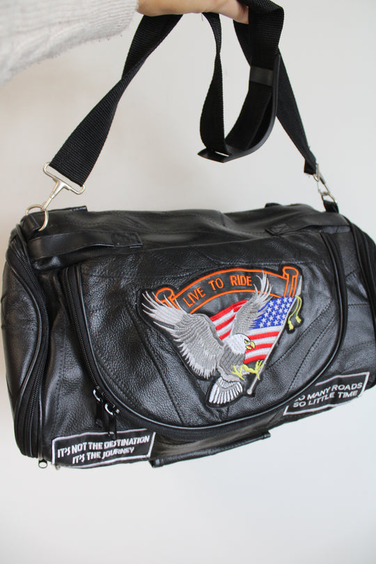 Genuine Buffalo Leather Live to Ride Motorcycle Bag