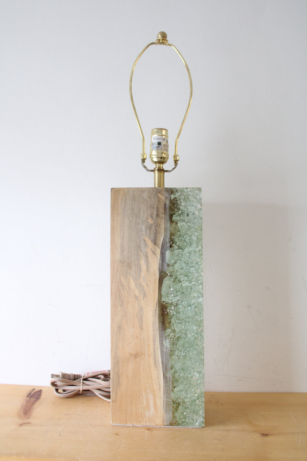 Live Edge Wood Light Blue Resin Design Table Lamp