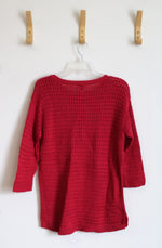 Talbots Open Knit Pink 3/4 Sleeves Sweater | L Petite