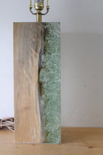 Live Edge Wood Light Blue Resin Design Table Lamp