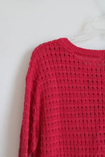 Talbots Open Knit Pink 3/4 Sleeves Sweater | L Petite