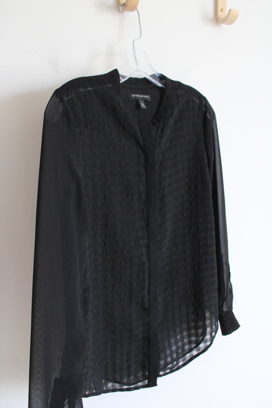Banana Republic Black Sheer Button Down Top | XS