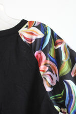 Sioni Floral Printed Sleeves Crew Neck Sweater | L