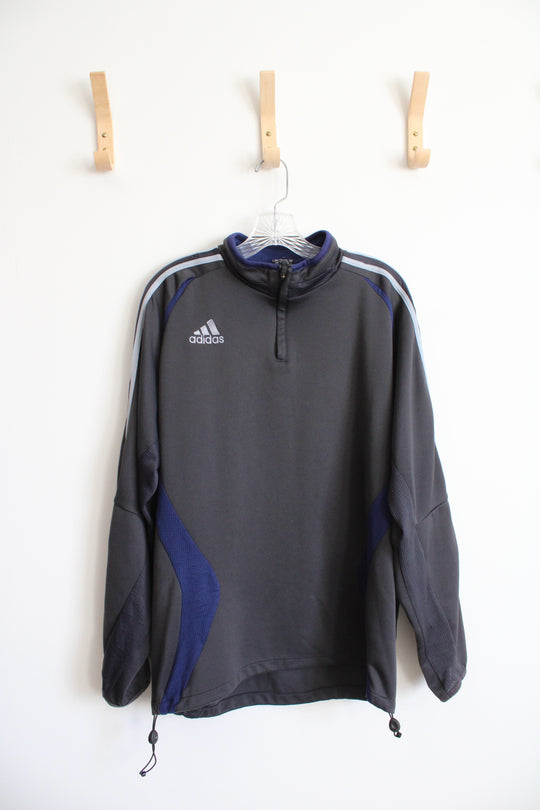 Adidas Gray & Blue Quarter Zip Jacket | L