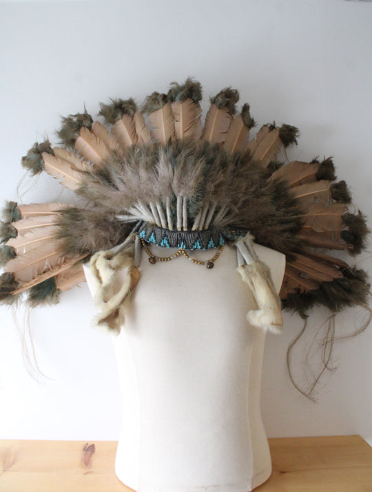 Native American Feather War Bonnet Headdress