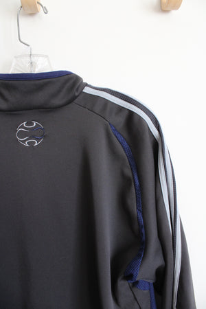 Adidas Gray & Blue Quarter Zip Jacket | L
