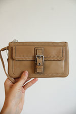 Coach Tan Leather Front Buckle Wristlet