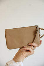Coach Tan Leather Front Buckle Wristlet