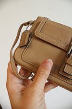 Coach Tan Leather Front Buckle Wristlet