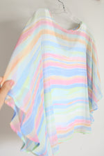 NEW Ruby Rd. Pastel Striped Chiffon Poncho Style Blouse | L