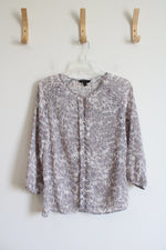 Banana Republic Gray Patterned Ruffled Top | XS