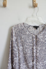 Banana Republic Gray Patterned Ruffled Top | XS