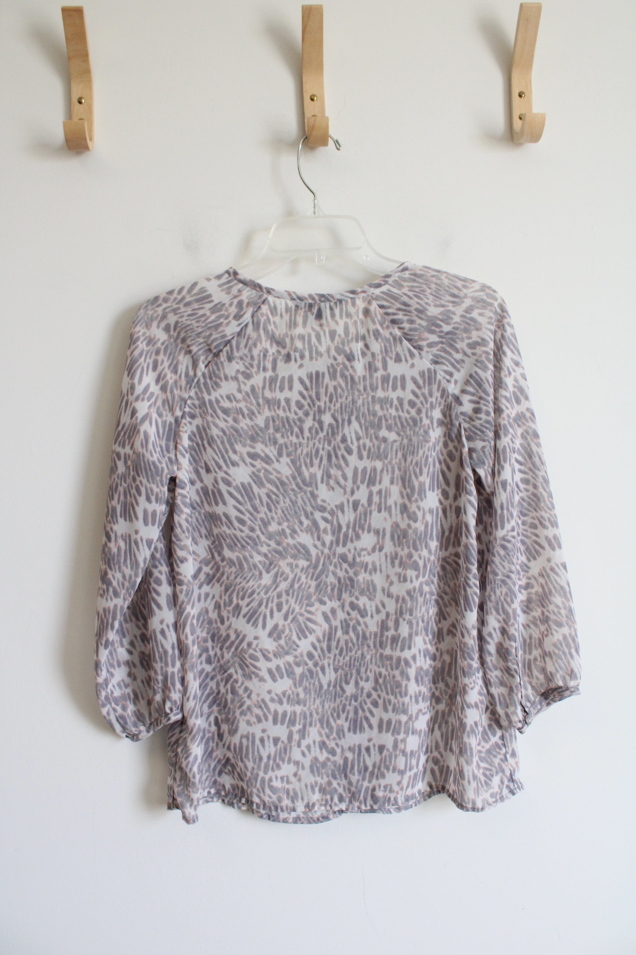 Banana Republic Gray Patterned Ruffled Top | XS