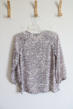 Banana Republic Gray Patterned Ruffled Top | XS