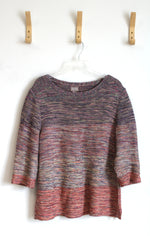 Chico's Multicolored Striped Ombre 3/4 Sleeves Sweater | 3 (XL)