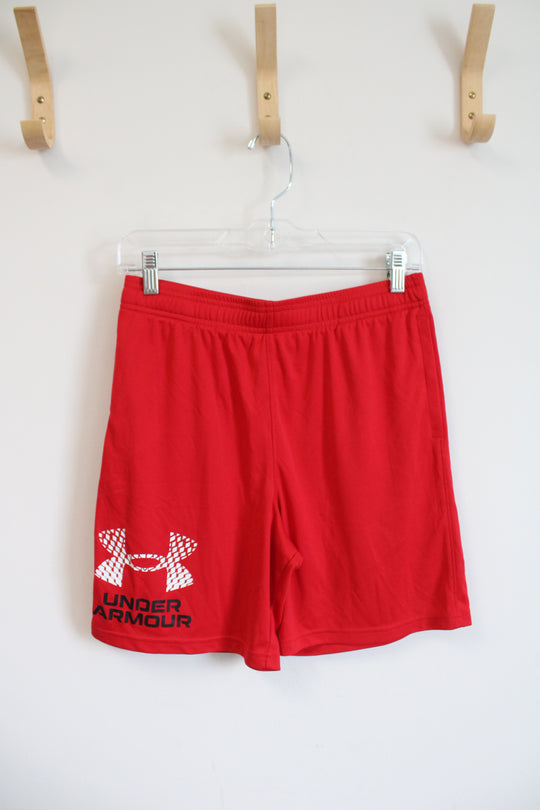 Under Armour Loose Fit Red Athletic Shorts | Youth XL