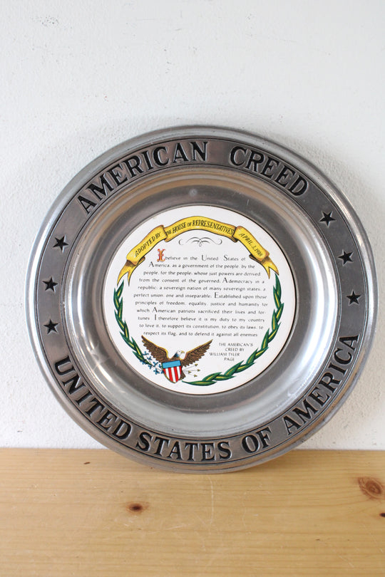 Pewter American Creed Decorative Plate | 11"