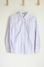 J.Crew Vintage Lavender Yellow White Striped Button Down Shirt | L