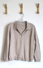 Vila Milano Tan V Neck Collar Super Soft Sweater | L