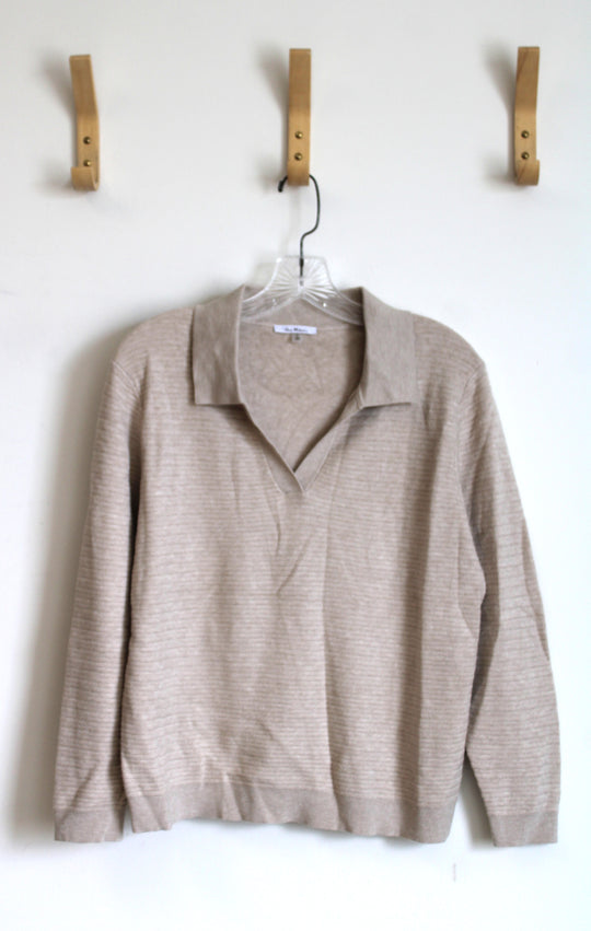 Vila Milano Tan V Neck Collar Super Soft Sweater | L