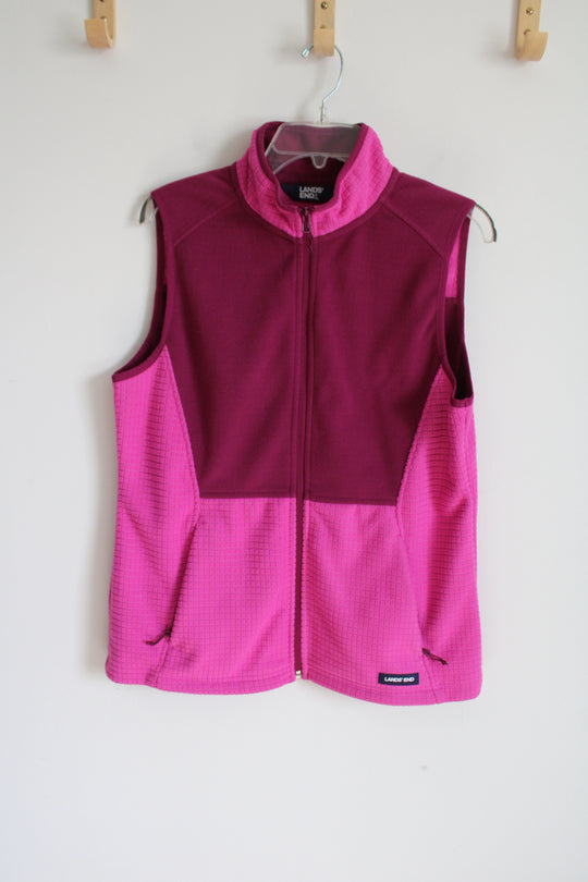 Lands' End Raspberry Pink Two-Tone Fleece Vest | M (10/12)