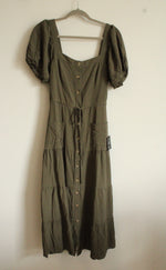 NEW Lulus Olive Green Tiered Linen Dress | S