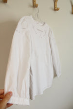 Talbots White Cotton Cut Out Embroidered Blouse | S Petite