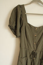 NEW Lulus Olive Green Tiered Linen Dress | S