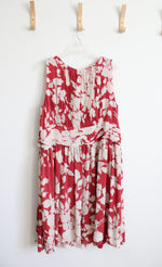NEW Talbots Red & Cream Floral Pleated Dress | 24W