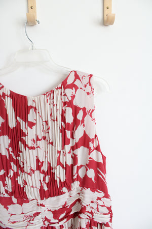 NEW Talbots Red & Cream Floral Pleated Dress | 24W