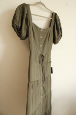 NEW Lulus Olive Green Tiered Linen Dress | S