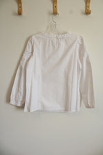 Talbots White Cotton Cut Out Embroidered Blouse | S Petite