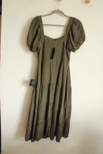 NEW Lulus Olive Green Tiered Linen Dress | S