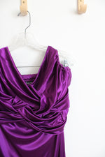 Taboo Purple Satin Halter Neck Maxi Formal Dress | M