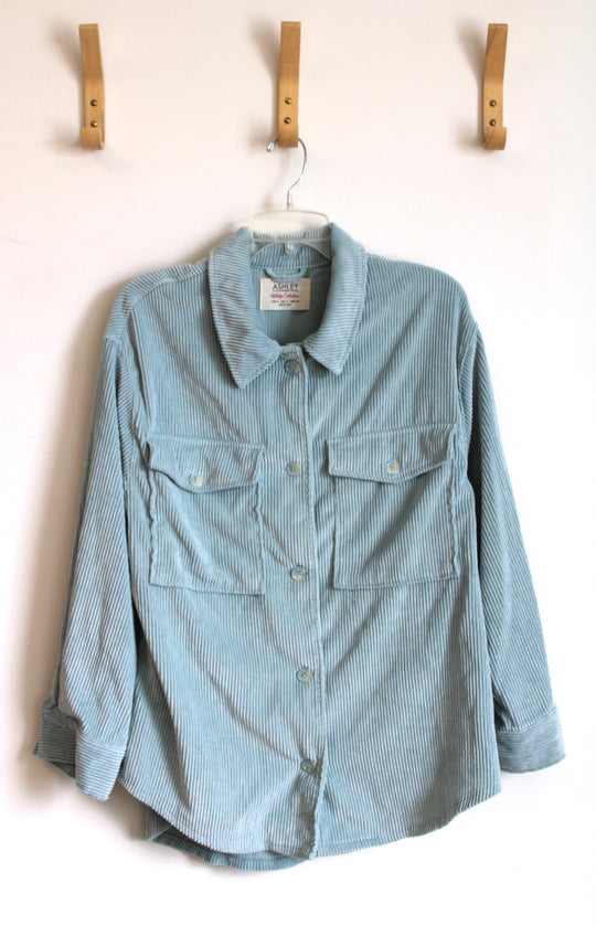 Ashley by 26 International Light Blue Corduroy Shacket Jacket | L
