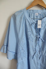 NEW Gap Light Blue Embroidered Cotton Blouse | XXL