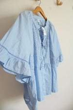 NEW Gap Light Blue Embroidered Cotton Blouse | XXL