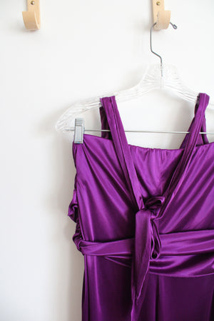 Taboo Purple Satin Halter Neck Maxi Formal Dress | M
