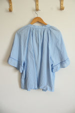 NEW Gap Light Blue Embroidered Cotton Blouse | XXL