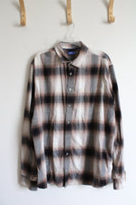 Apt. 9 Black Brown & White Plaid Button Down Shirt | 3XL Tall