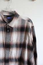 Apt. 9 Black Brown & White Plaid Button Down Shirt | 3XL Tall
