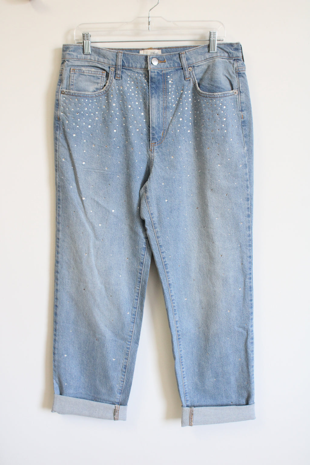 Universal Threads High Rise 90's Straight Light Wash Studded Jeans | 12