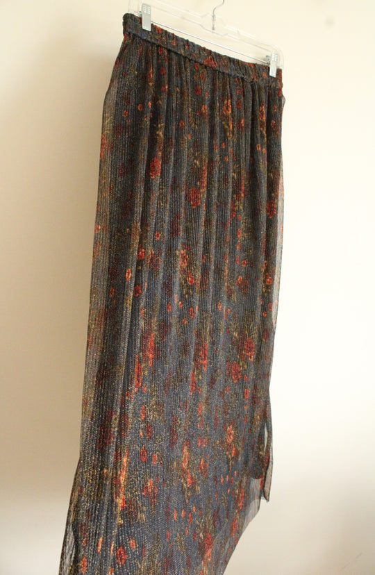 Her Destiny Floral Metallic Pleated Tulle Skirt | M
