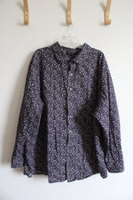 Synrgy Purple & Gray Patterned Button Down Shirt | 3XL