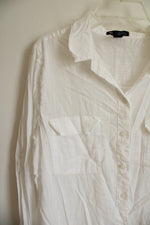 Gap Boyfriend Fit White Cotton Blend Button Down Shirt | S