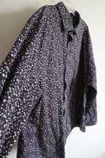 Synrgy Purple & Gray Patterned Button Down Shirt | 3XL