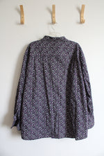 Synrgy Purple & Gray Patterned Button Down Shirt | 3XL