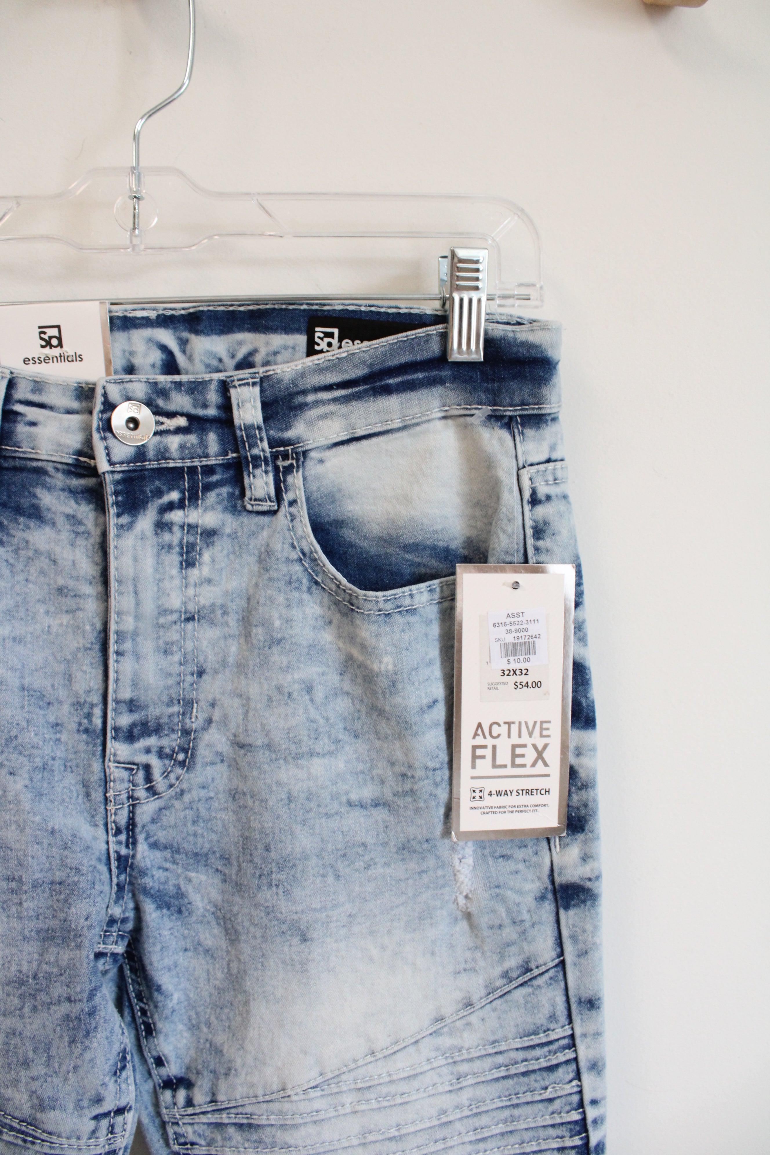 NEW SP Essentials Acid Washed Active Flex Skinny Moto Jeans | 32X32