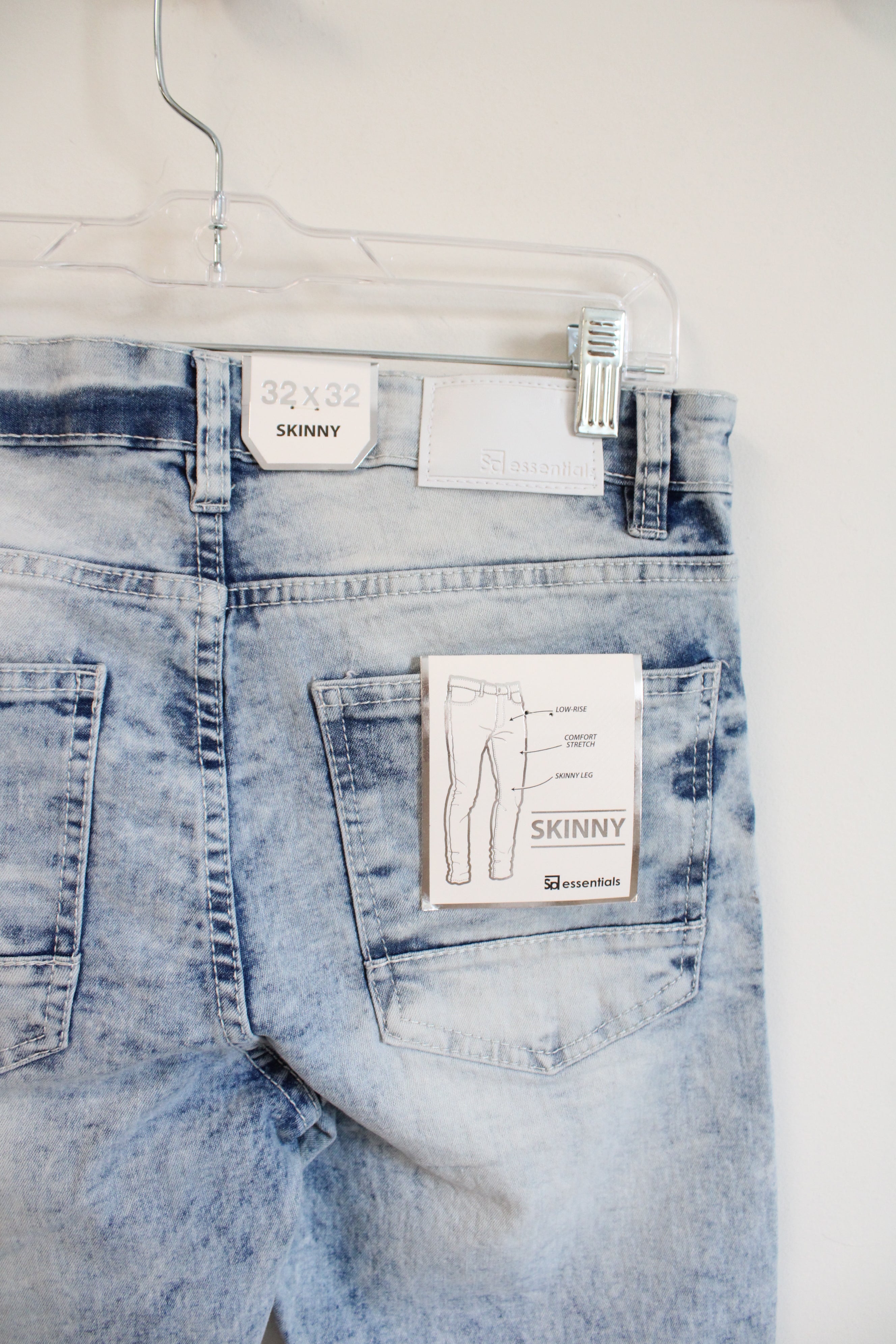 NEW SP Essentials Acid Washed Active Flex Skinny Moto Jeans | 32X32