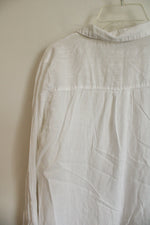 Gap Boyfriend Fit White Cotton Blend Button Down Shirt | S